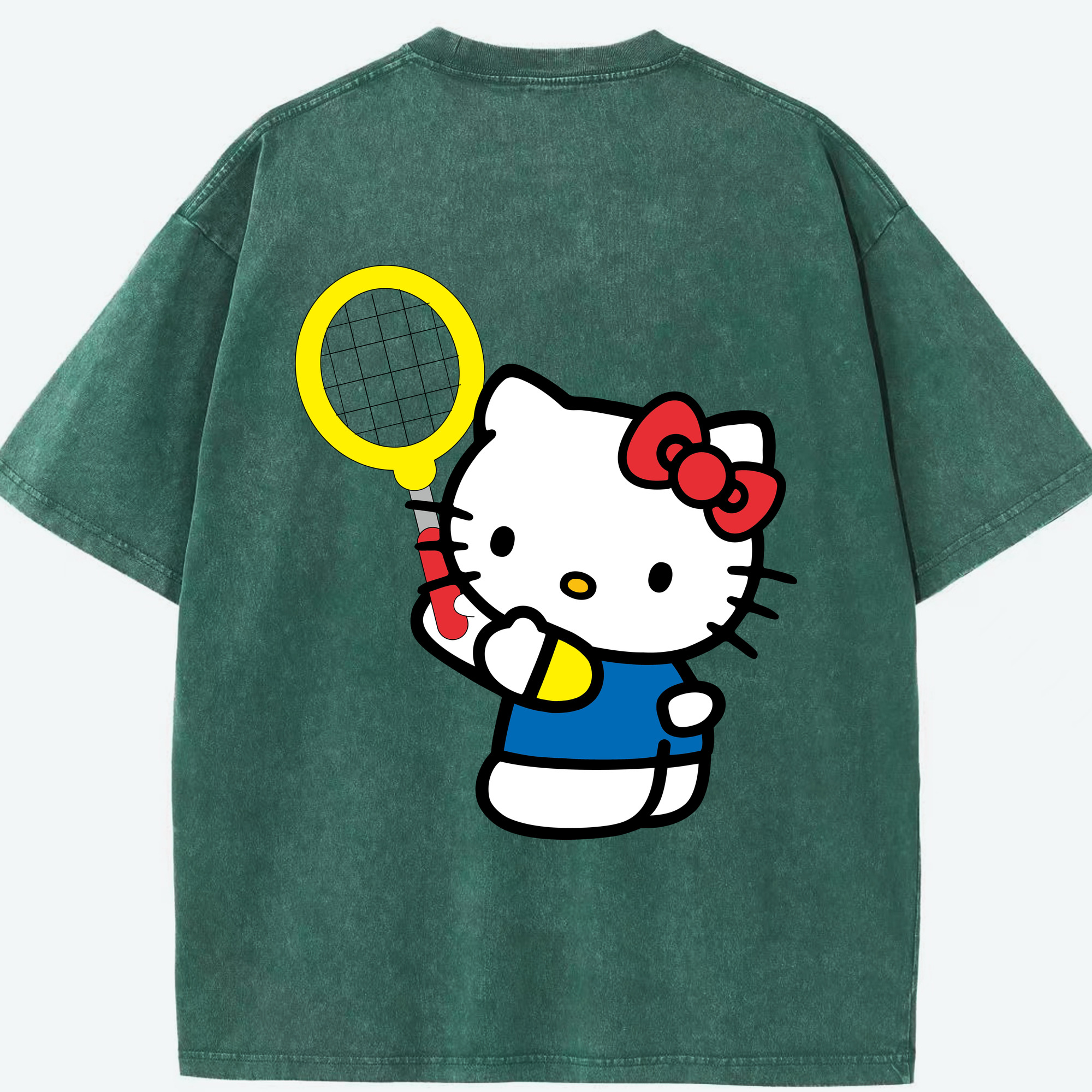 （画像用） Hello Kitty ハローキティ 綿100% ヴィンテージ風 半袖Tシャツ（背面プリント）